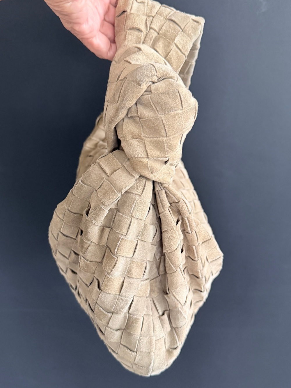 Bottega Veneta Tan Intrecciato Suede Shoulder Bag - Picture 3 of 14